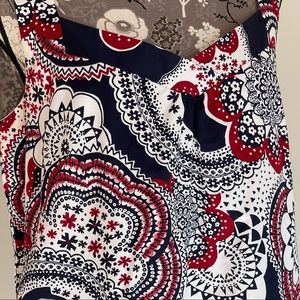 ANN TAYLOR LOFT Sundress  Sleeveless Red White Blue Floral